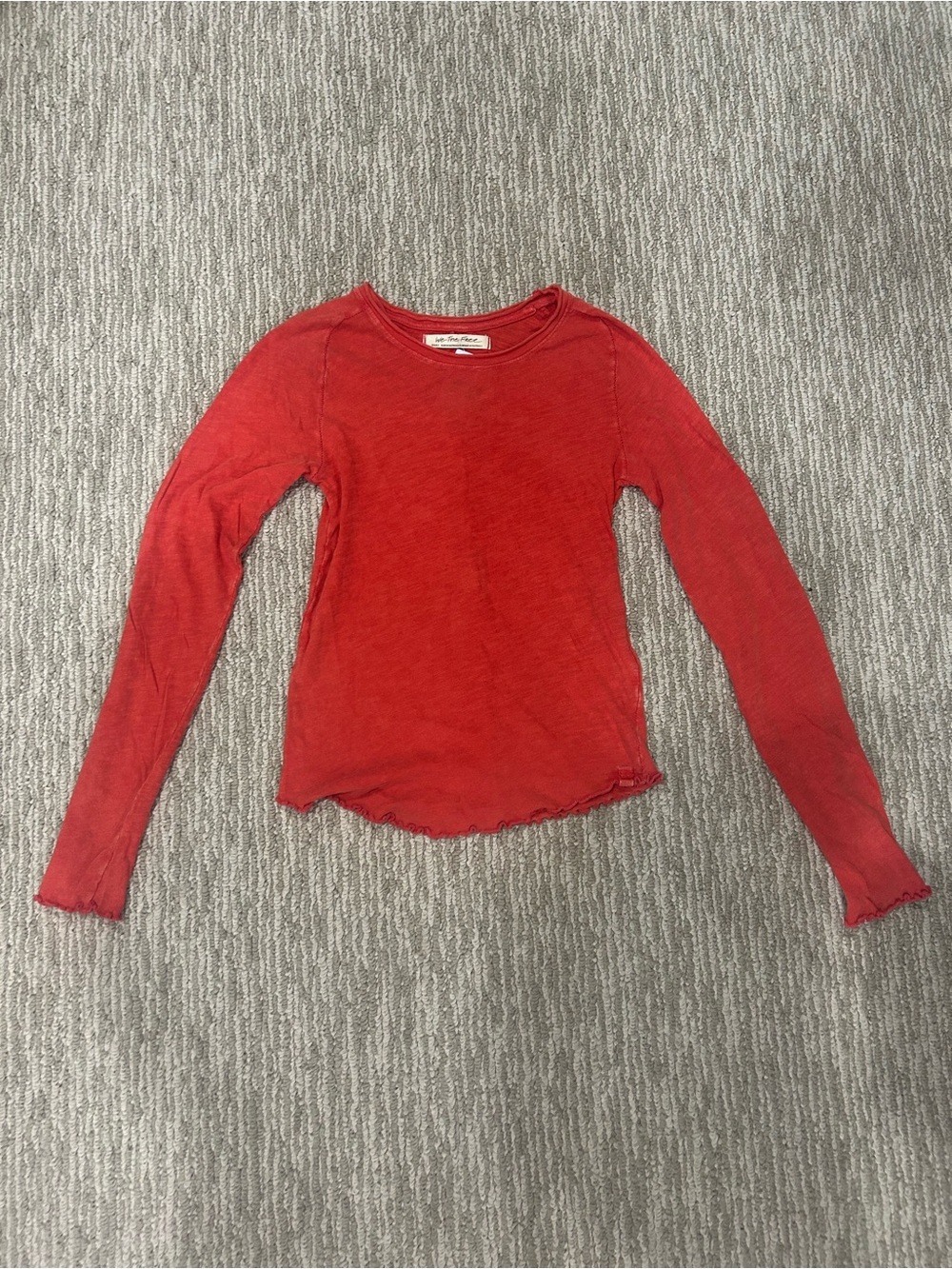 Free People We the Free NWOT Red Long-Sleeve Slub Knit Tee